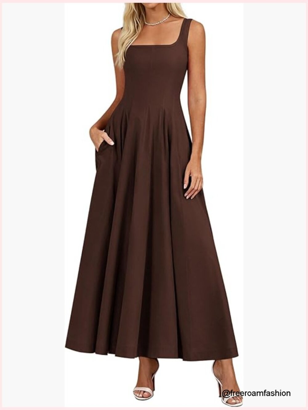 Sleeveless A-Line Midi Dress Formal Wedding Guest Cocktail Party